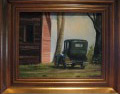Łukasz Ciaciuch - paintings, Car next to the house, oil, canvas on board, 32cm x 26cm